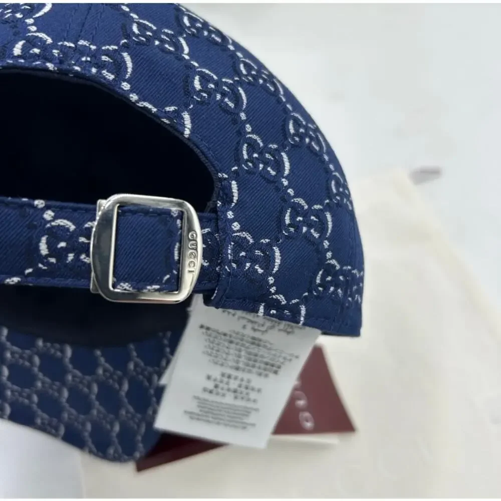 Men's Gucci, blue shadow GG adjustable baseball camp size medium, made in Italy